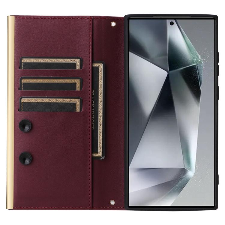 For Samsung Galaxy S26 Ultra 5G Crossbody Rhombic Sucker Leather Phone Case