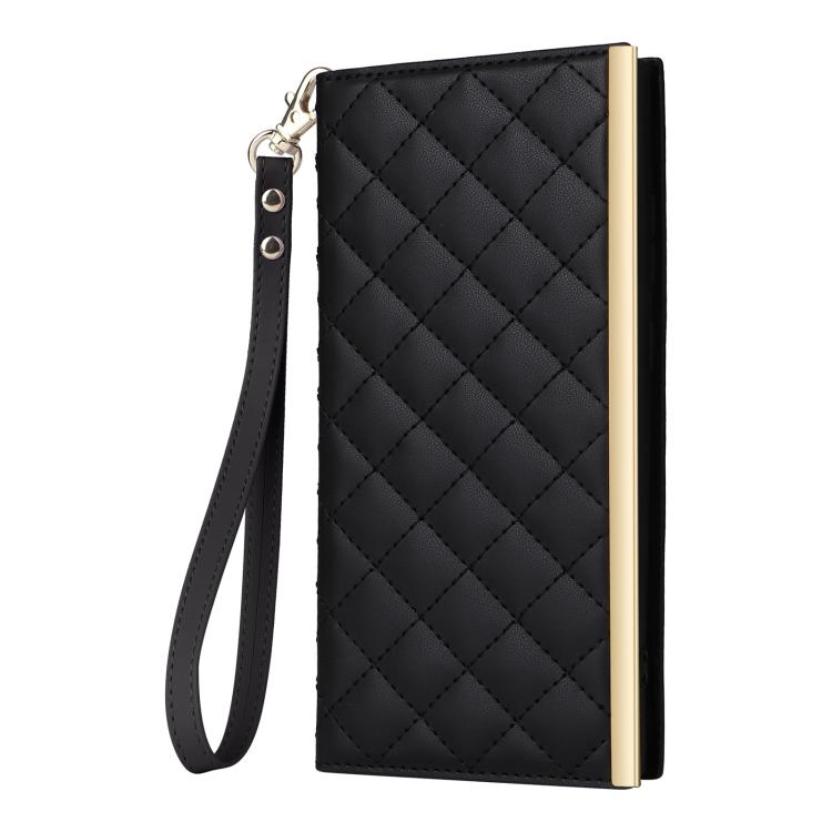 For Samsung Galaxy S26 Ultra 5G Crossbody Rhombic Sucker Leather Phone Case