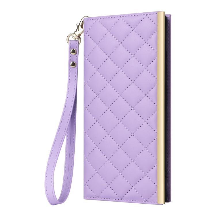 For Samsung Galaxy S26 Ultra 5G Crossbody Rhombic Sucker Leather Phone Case