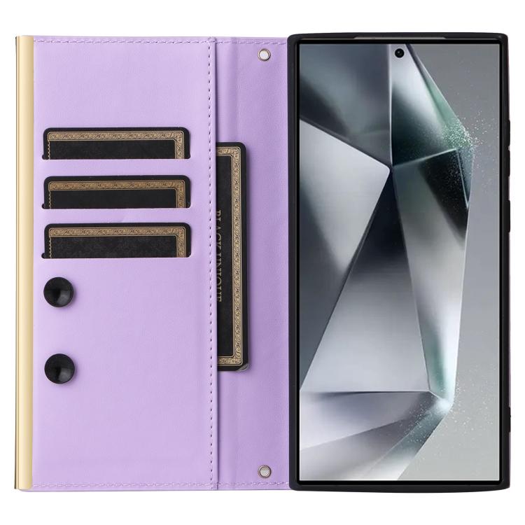 For Samsung Galaxy S26 Ultra 5G Crossbody Rhombic Sucker Leather Phone Case