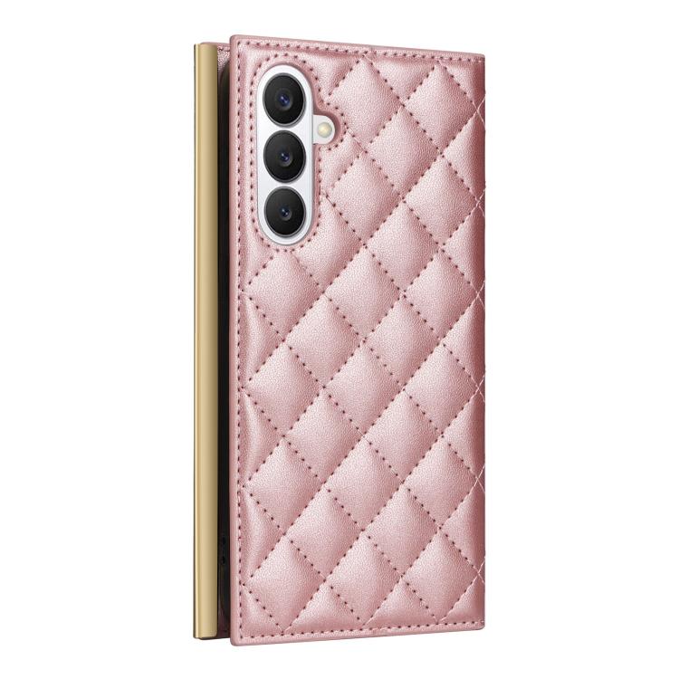 For Samsung Galaxy S26 5G Crossbody Rhombic Sucker Leather Phone Case