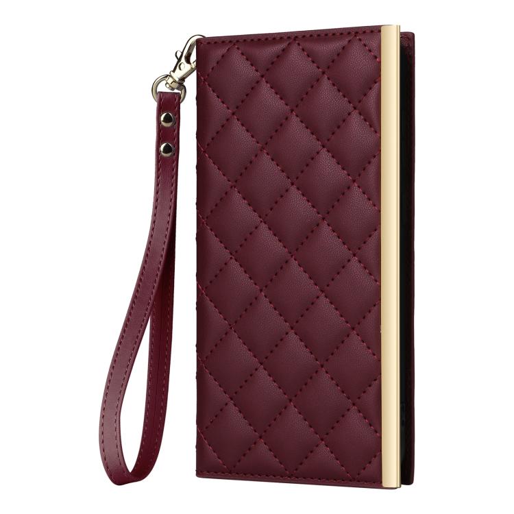 For Samsung Galaxy S26 5G Crossbody Rhombic Sucker Leather Phone Case