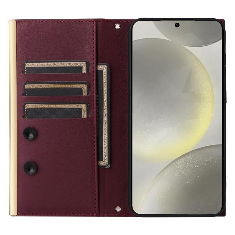 For Samsung Galaxy S26 5G Crossbody Rhombic Sucker Leather Phone Case