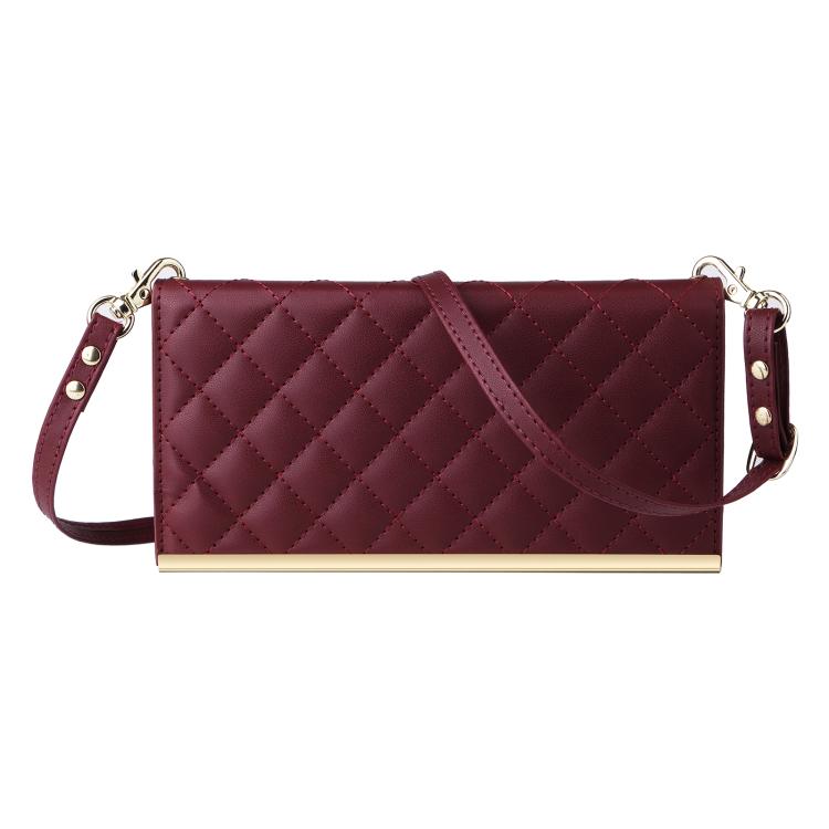 For Samsung Galaxy S26 5G Crossbody Rhombic Sucker Leather Phone Case