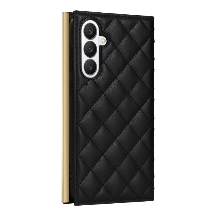 For Samsung Galaxy S26 5G Crossbody Rhombic Sucker Leather Phone Case