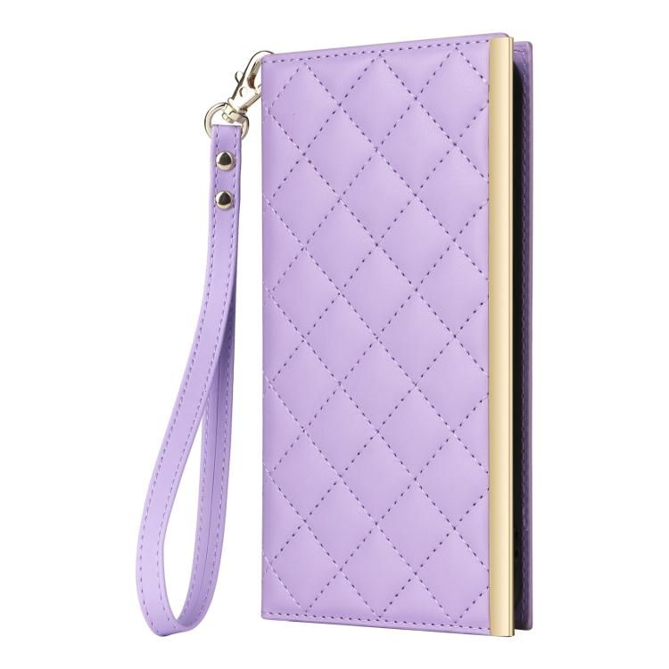 For Samsung Galaxy S26 5G Crossbody Rhombic Sucker Leather Phone Case