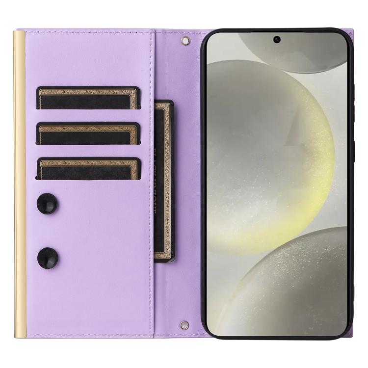 For Samsung Galaxy S26 5G Crossbody Rhombic Sucker Leather Phone Case