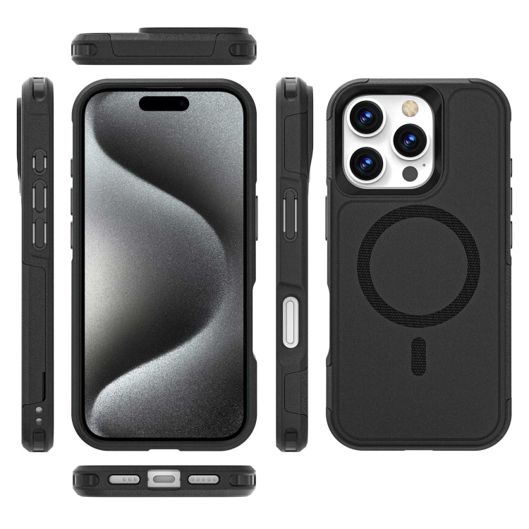 For iPhone 16 Pro RedPepper Armor Magsafe PC Hybrid TPU Phone Case - Black