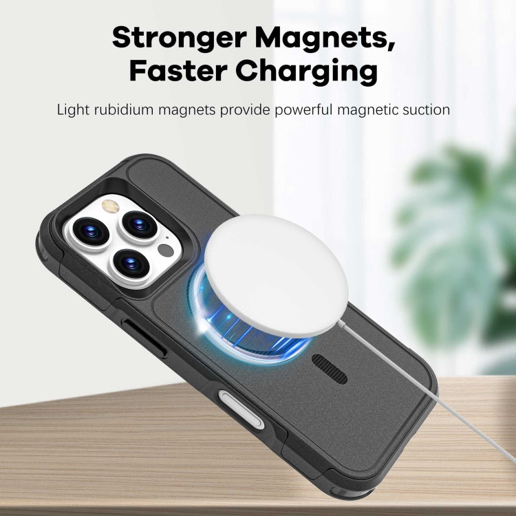For iPhone 16 Pro RedPepper Armor Magsafe PC Hybrid TPU Phone Case - Black
