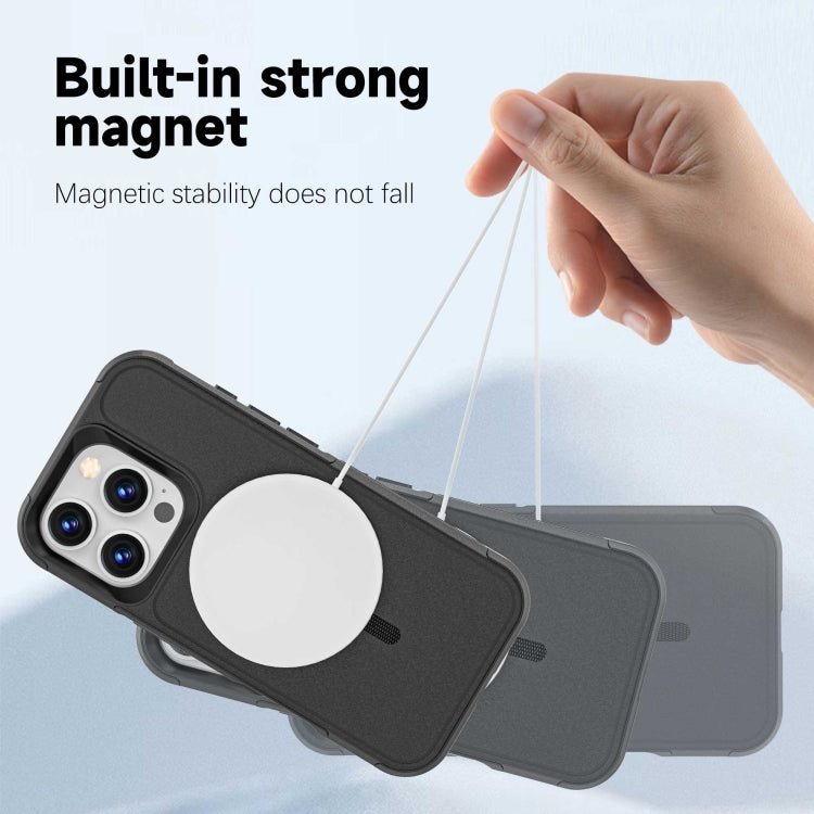 For iPhone 16 Pro RedPepper Armor Magsafe PC Hybrid TPU Phone Case - Black