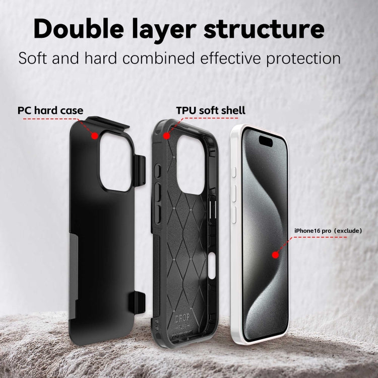 For iPhone 16 Pro RedPepper Armor Magsafe PC Hybrid TPU Phone Case - Black