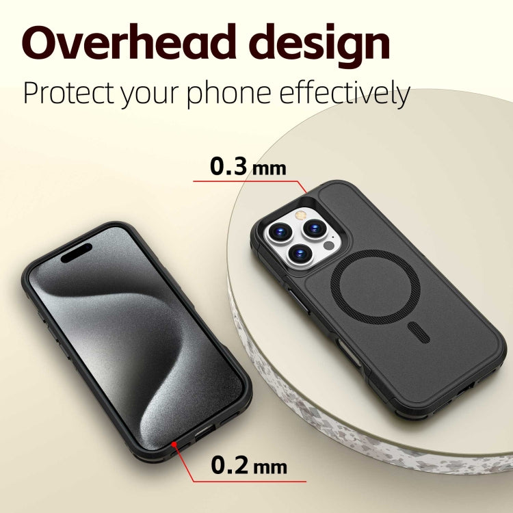 For iPhone 16 Pro RedPepper Armor Magsafe PC Hybrid TPU Phone Case - Black