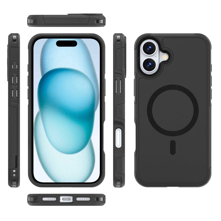 For iPhone 16 Plus RedPepper Armor Magsafe PC Hybrid TPU Phone Case - Black