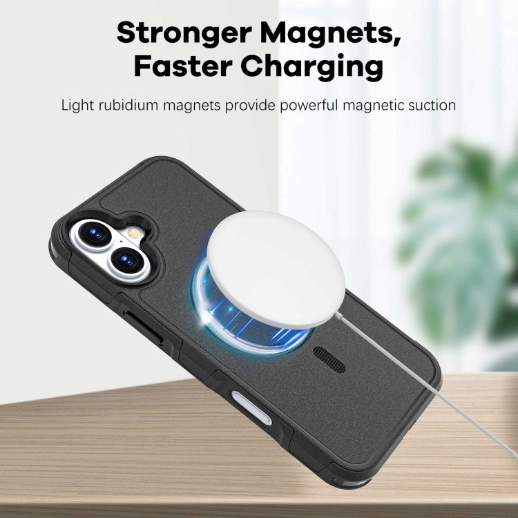 For iPhone 16 Plus RedPepper Armor Magsafe PC Hybrid TPU Phone Case - Black