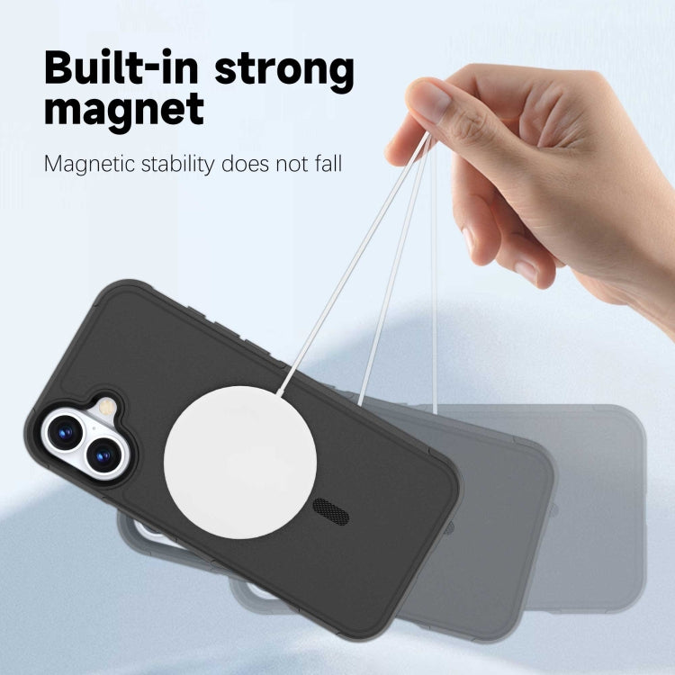 For iPhone 16 Plus RedPepper Armor Magsafe PC Hybrid TPU Phone Case - Black