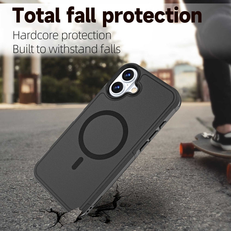 For iPhone 16 Plus RedPepper Armor Magsafe PC Hybrid TPU Phone Case - Black