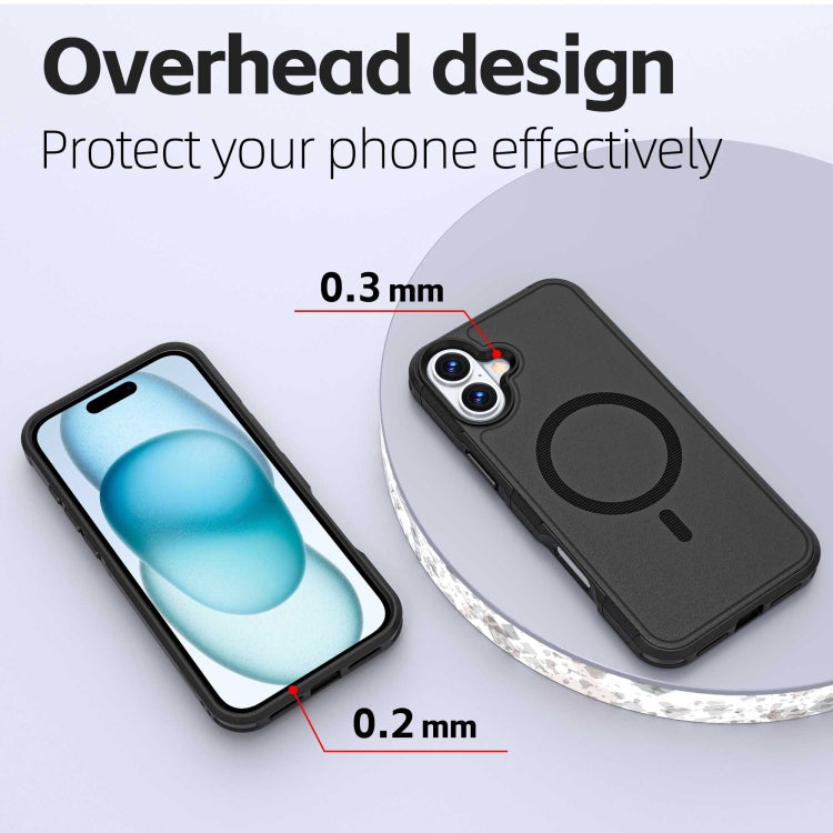 For iPhone 16 Plus RedPepper Armor Magsafe PC Hybrid TPU Phone Case - Black