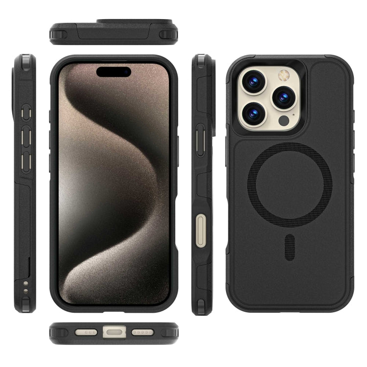 For iPhone 16 Pro Max RedPepper Armor Magsafe PC Hybrid TPU Phone Case - Black