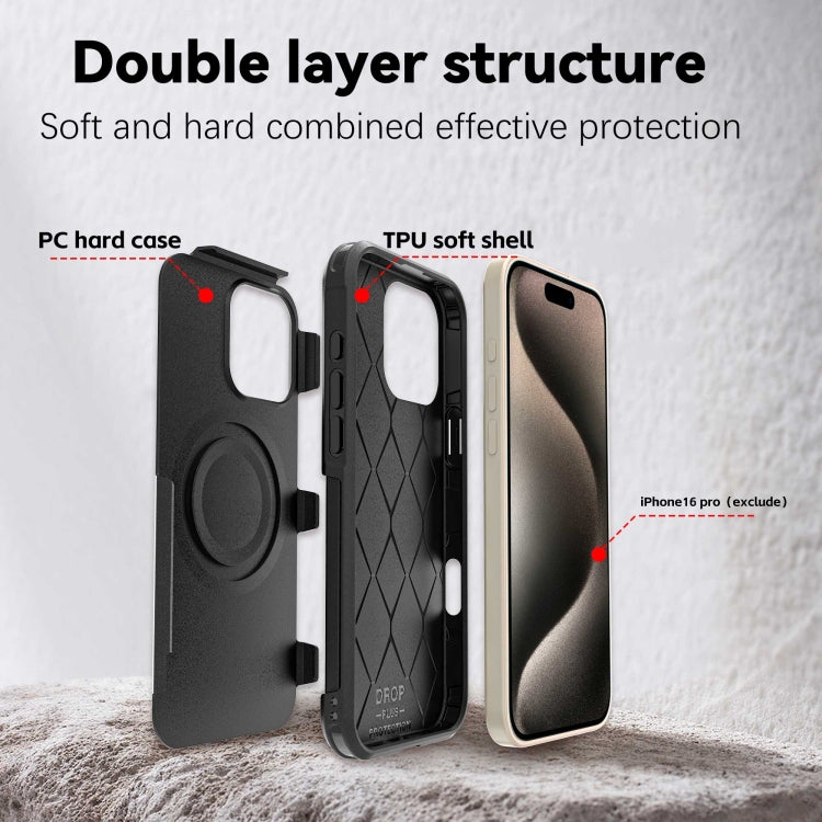 For iPhone 16 Pro Max RedPepper Armor Magsafe PC Hybrid TPU Phone Case - Black