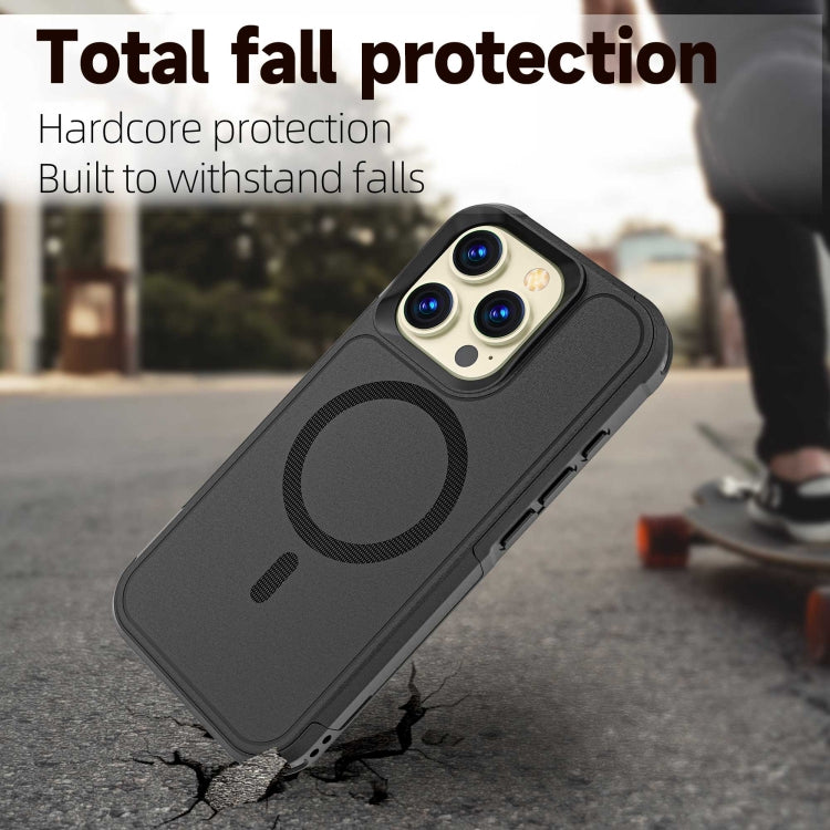 For iPhone 16 Pro Max RedPepper Armor Magsafe PC Hybrid TPU Phone Case - Black
