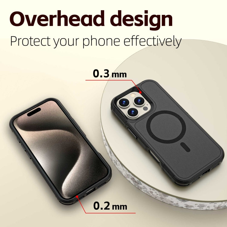 For iPhone 16 Pro Max RedPepper Armor Magsafe PC Hybrid TPU Phone Case - Black