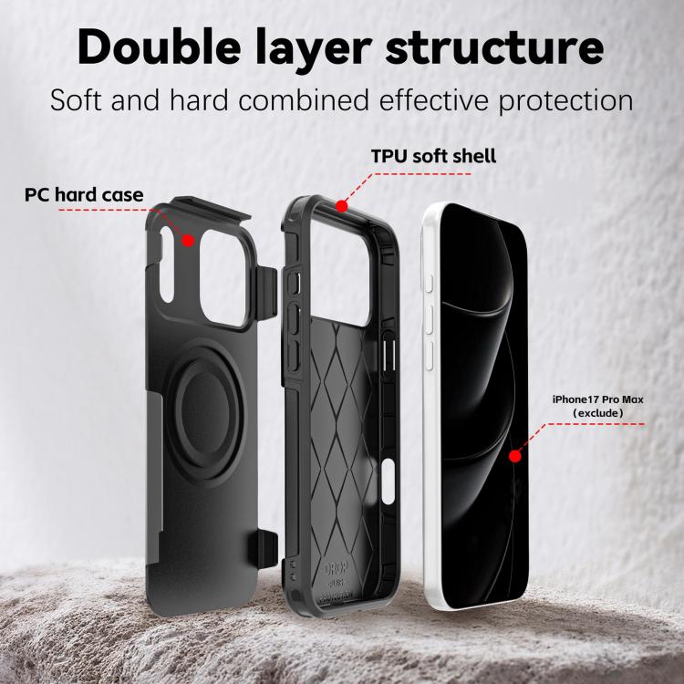 For iPhone 17 Pro Max RedPepper Armor Magsafe PC Hybrid TPU Phone Case - Black