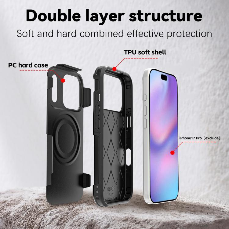 For iPhone 17 Pro RedPepper Armor Magsafe PC Hybrid TPU Phone Case - Black