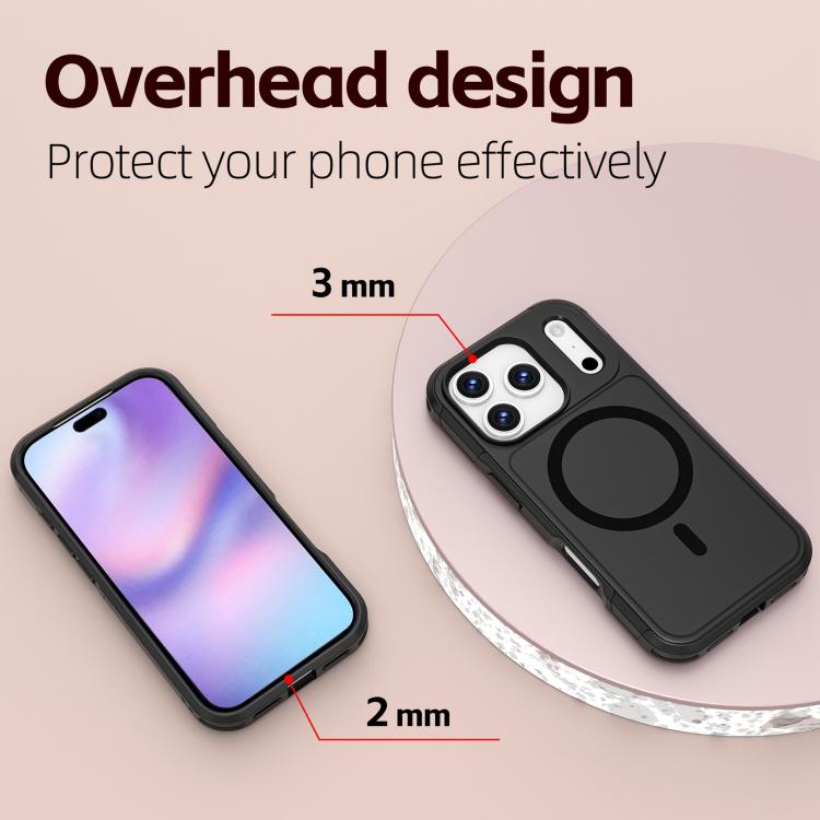 For iPhone 17 Pro RedPepper Armor Magsafe PC Hybrid TPU Phone Case - Black