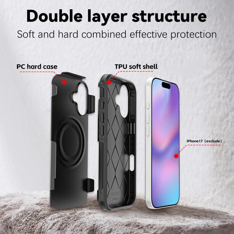 For iPhone 17 RedPepper Armor Magsafe PC Hybrid TPU Phone Case - Black