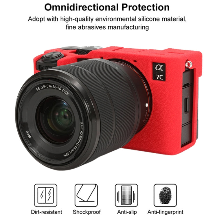 For Sony ILCE-7CM2 / A7C II / A7CR Litchi Texture Soft Silicone Protective Case
