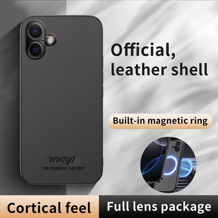 For iPhone 16 Plus HUIYI Leather Magnetic Phone Case