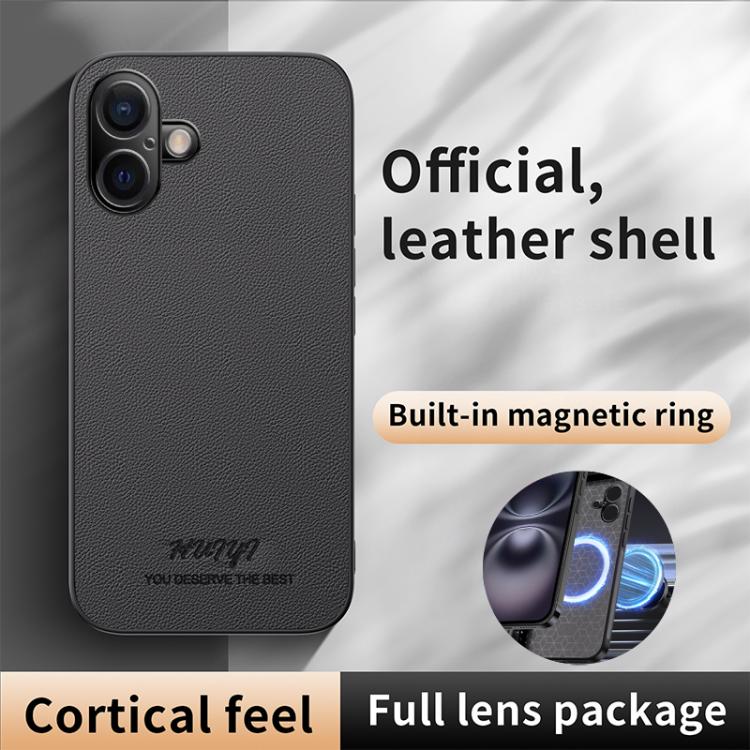 For iPhone 16 HUIYI Leather Magnetic Phone Case