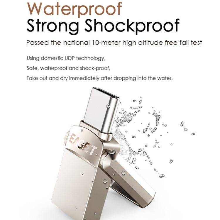 EAGET 64G USB 3.1 + USB-C Interface Metal Twister Flash U Disk, with Micro USB Adapter & Lanyard