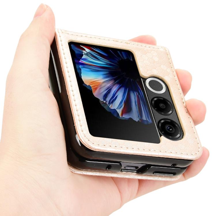 For ZTE nubia Flip2 A404ZT Honeycomb Dot Texture Card Slot Leather Phone Case