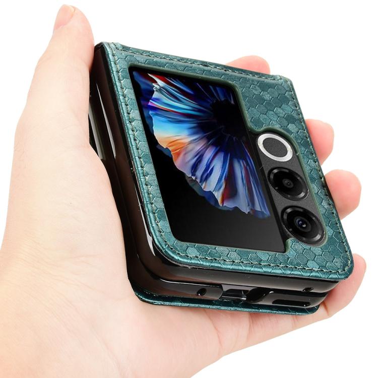For ZTE nubia Flip2 A404ZT Honeycomb Dot Texture Card Slot Leather Phone Case