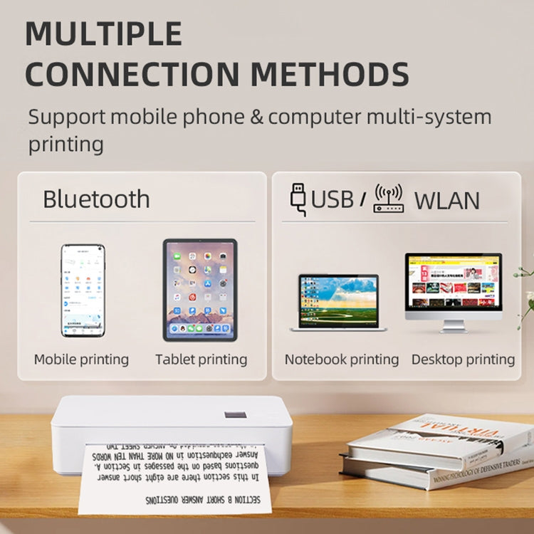 A4LE Portable Bluetooth HD Thermal Printer for Home Office Study