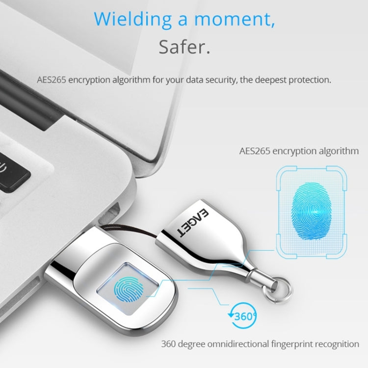 EAGET FU5 32G USB 2.0 Interface Metal Flash U Disk with Fingerprint Identification