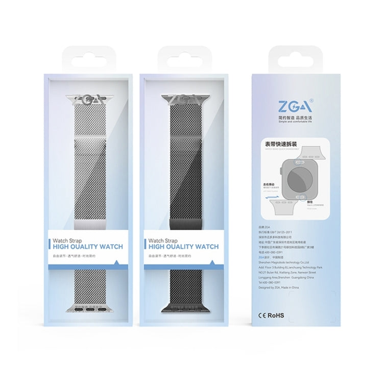 For Apple Watch Series 10 42mm ZGA Milanese Magnetic Metal Watch Band