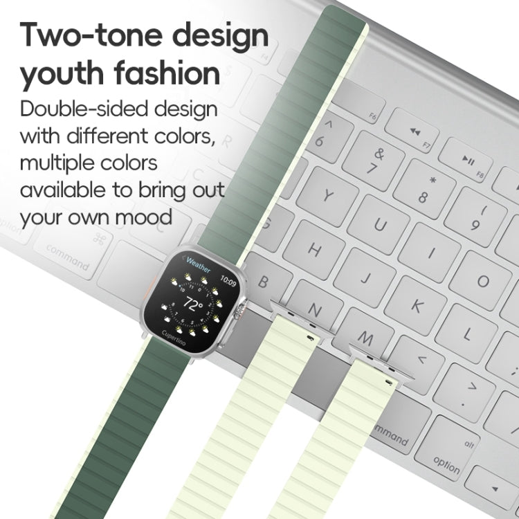 For Apple Watch Series 10 46mm ZGA Two Color Magnetic Silicone Watch Band