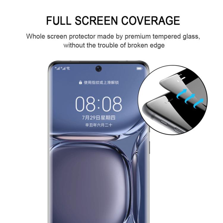 For Huawei P50 Pro Full Glue 9H HD 3D Curved Edge Tempered Glass Film - Black