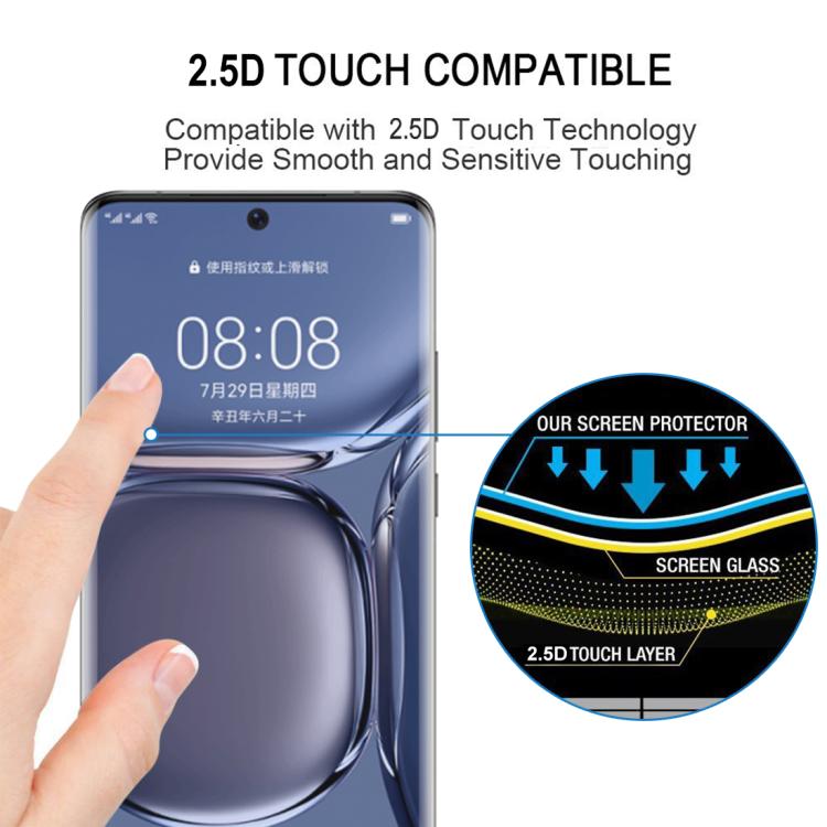 For Huawei P50 Pro Full Glue 9H HD 3D Curved Edge Tempered Glass Film - Black