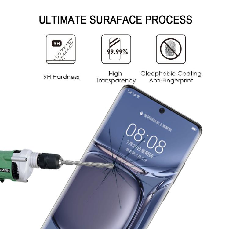 For Huawei P50 Pro Full Glue 9H HD 3D Curved Edge Tempered Glass Film - Black