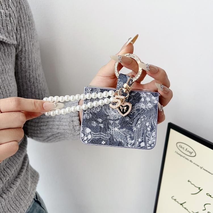 For Huawei Pura X Embroidery Style Full Coverage Phone Case with Ring Bead Chain