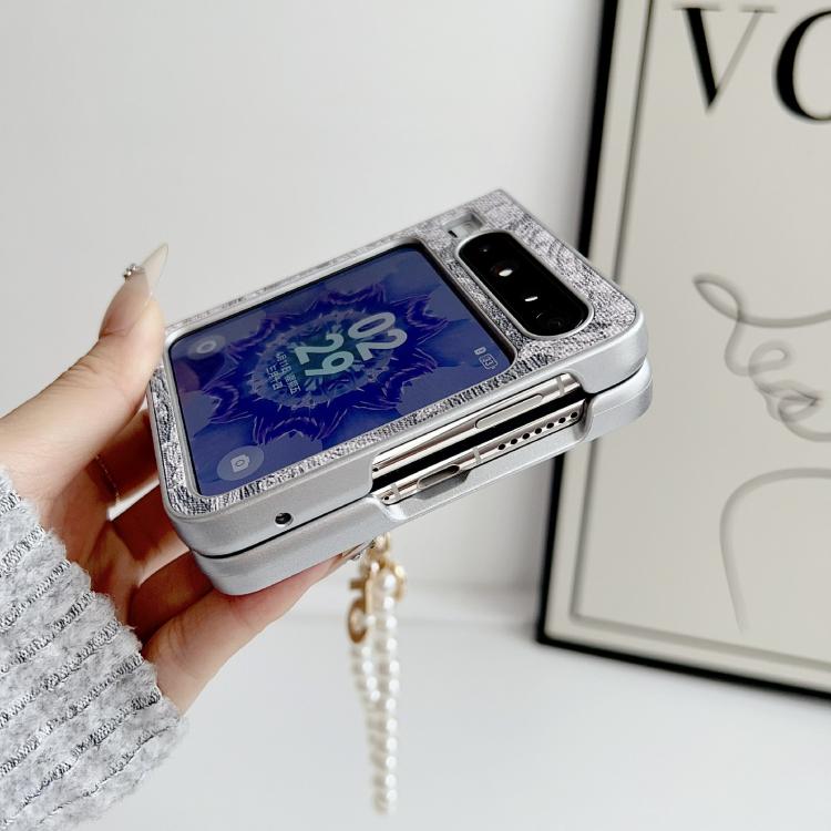 For Huawei Pura X Embroidery Style Full Coverage Phone Case with Ring Bead Chain