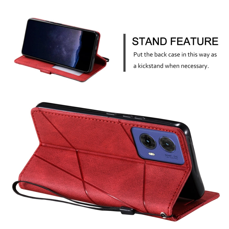 For Motorola Moto G85 Skin Feel Splicing Leather Phone Case