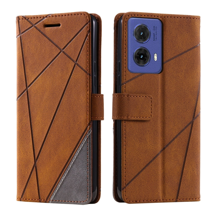 For Motorola Moto G85 Skin Feel Splicing Leather Phone Case