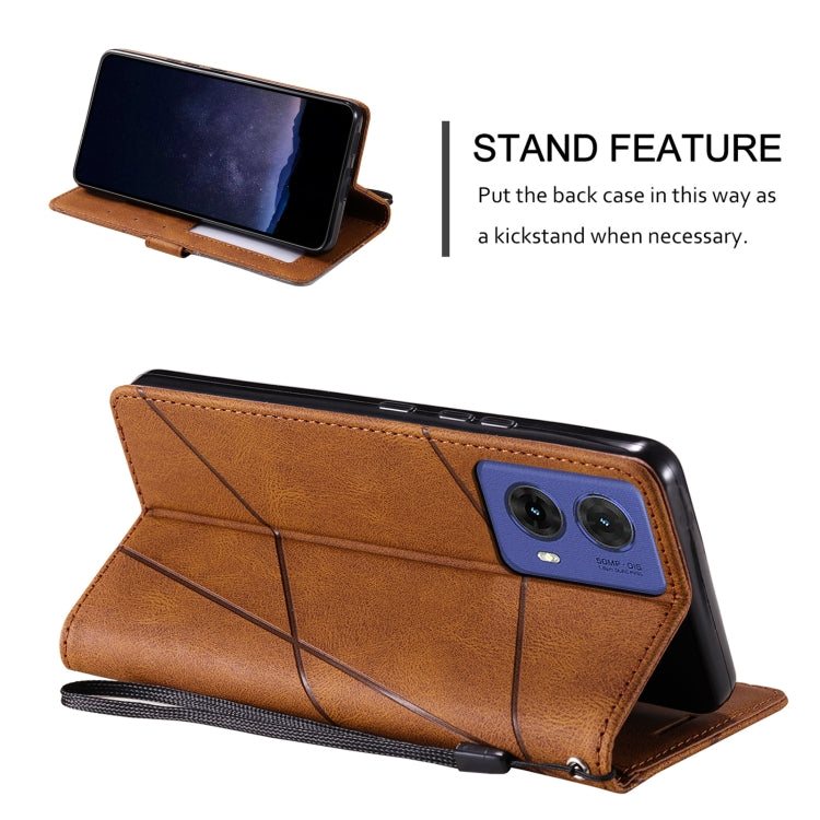 For Motorola Moto G85 Skin Feel Splicing Leather Phone Case