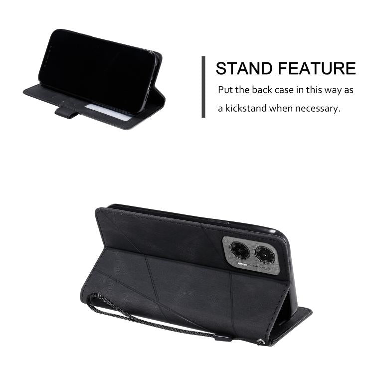 For Motorola Moto G35 Skin Feel Splicing Leather Phone Case