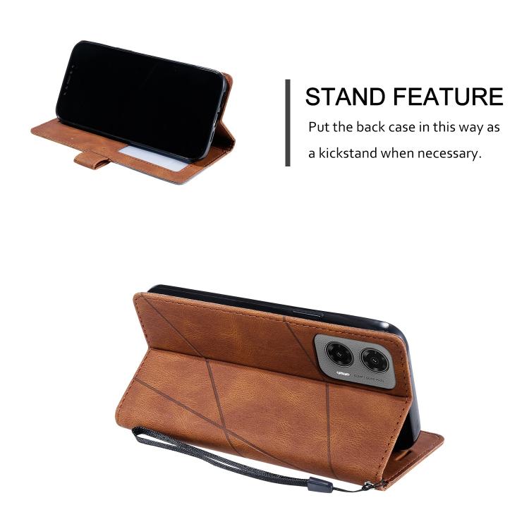 For Motorola Moto G35 Skin Feel Splicing Leather Phone Case