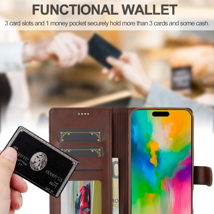 LC.IMEEKE Calf Texture Horizontal Flip Leather Case For iPhone 16 Pro Max